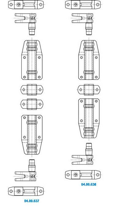 Kit 2 gâches, 2 pênes et 4 guides de tube