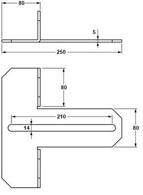 Plan coté bride universelle de fixation de châssis