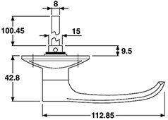 Plan coté de poignée de cabine