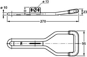 Plan coté poignée delta inox
