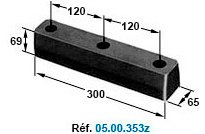 Butoir caoutchouc 300 x 60 x 60 mm