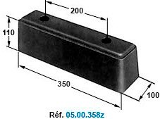 Butoir caoutchouc 360 x 110 x 100 mm