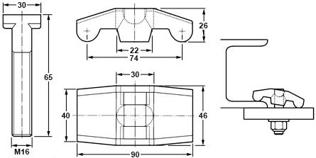 Plan coté bride de fixation de châssis