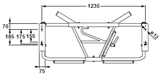 Plan coté porte-roue corbeille