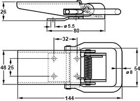 Plan coté fermeture de ridelle