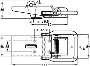 Plan coté fermeture de ridelle