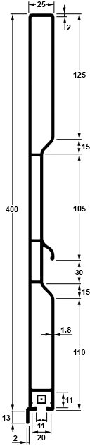 Profil aluminium de ridelle monobloc 25 mm